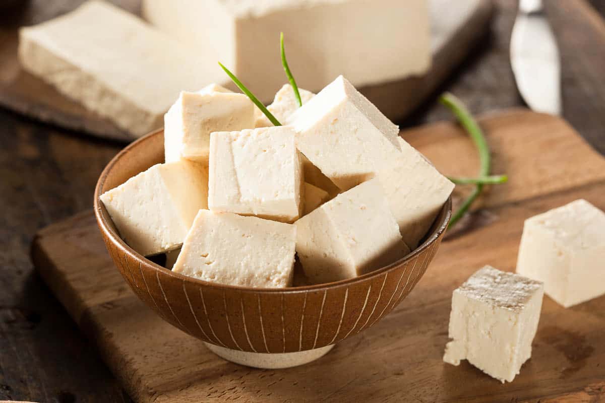 Organic Raw Soy Tofu on a Background