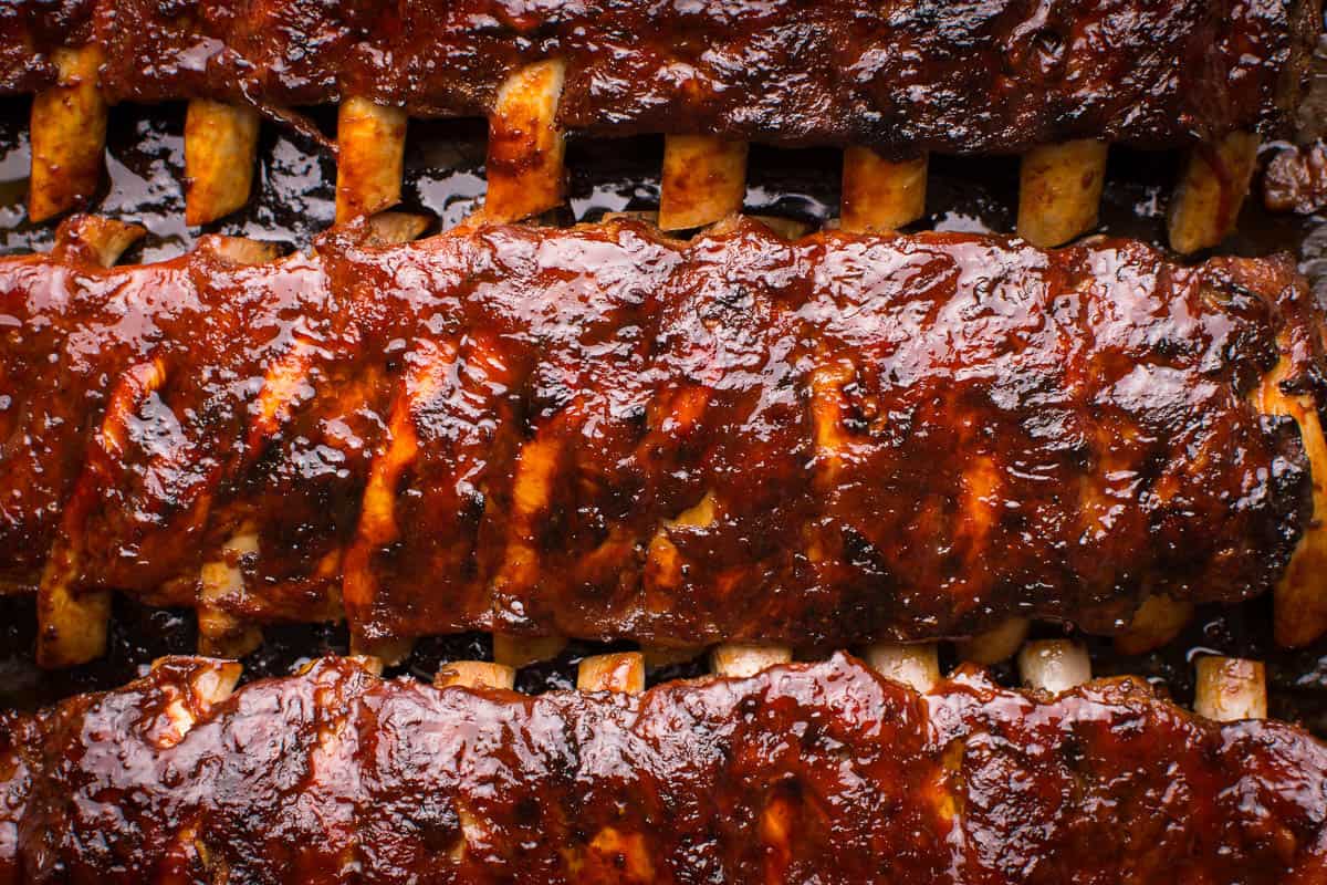 Grilled Spicy Hot Spare Pork Ribs Barbecue.