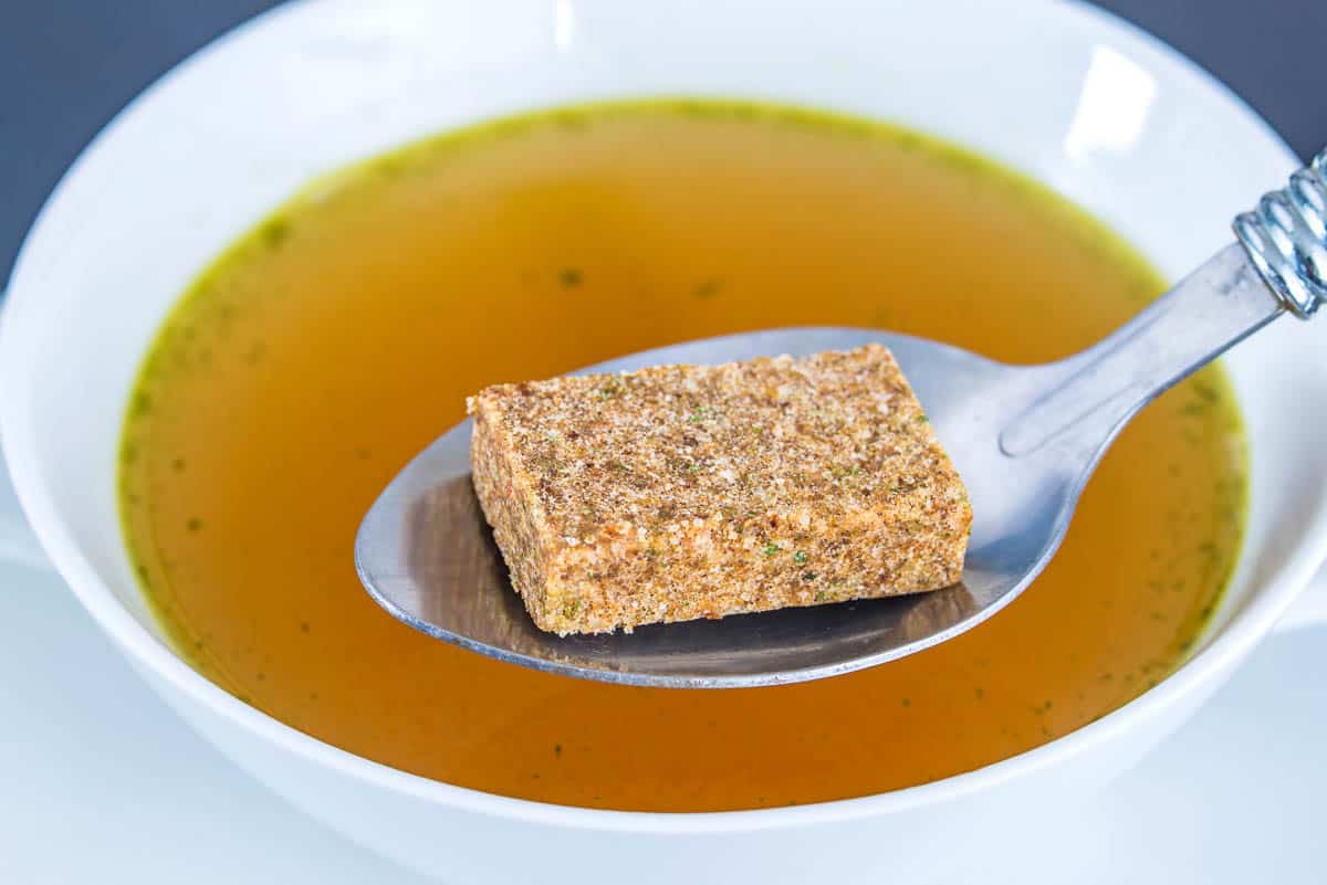 Stock cube with broth.