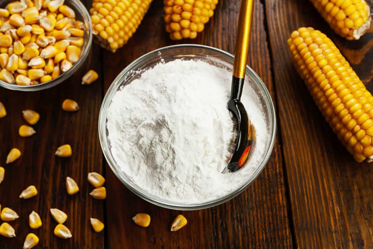 Starch and corn cob on the table.