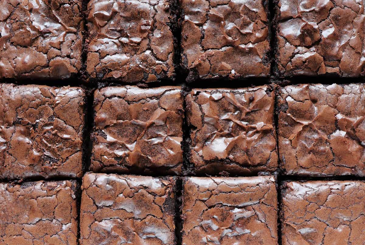 Homemade dark chocolate fudge brownies.