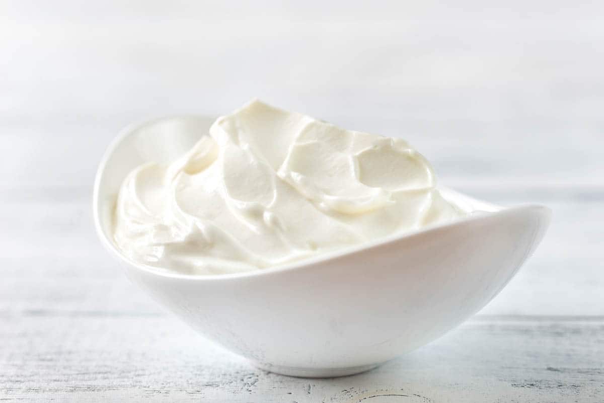 Bowl of Greek yogurt.