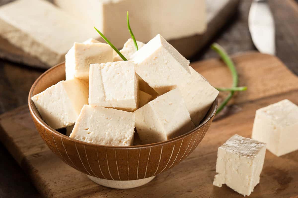 Organic Raw Soy Tofu on a Background