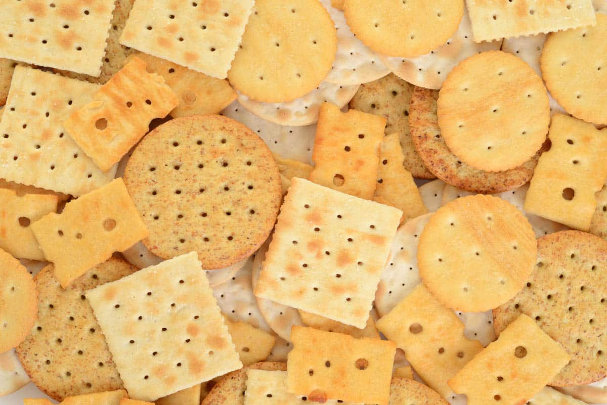 closeup of assorted cracker background.