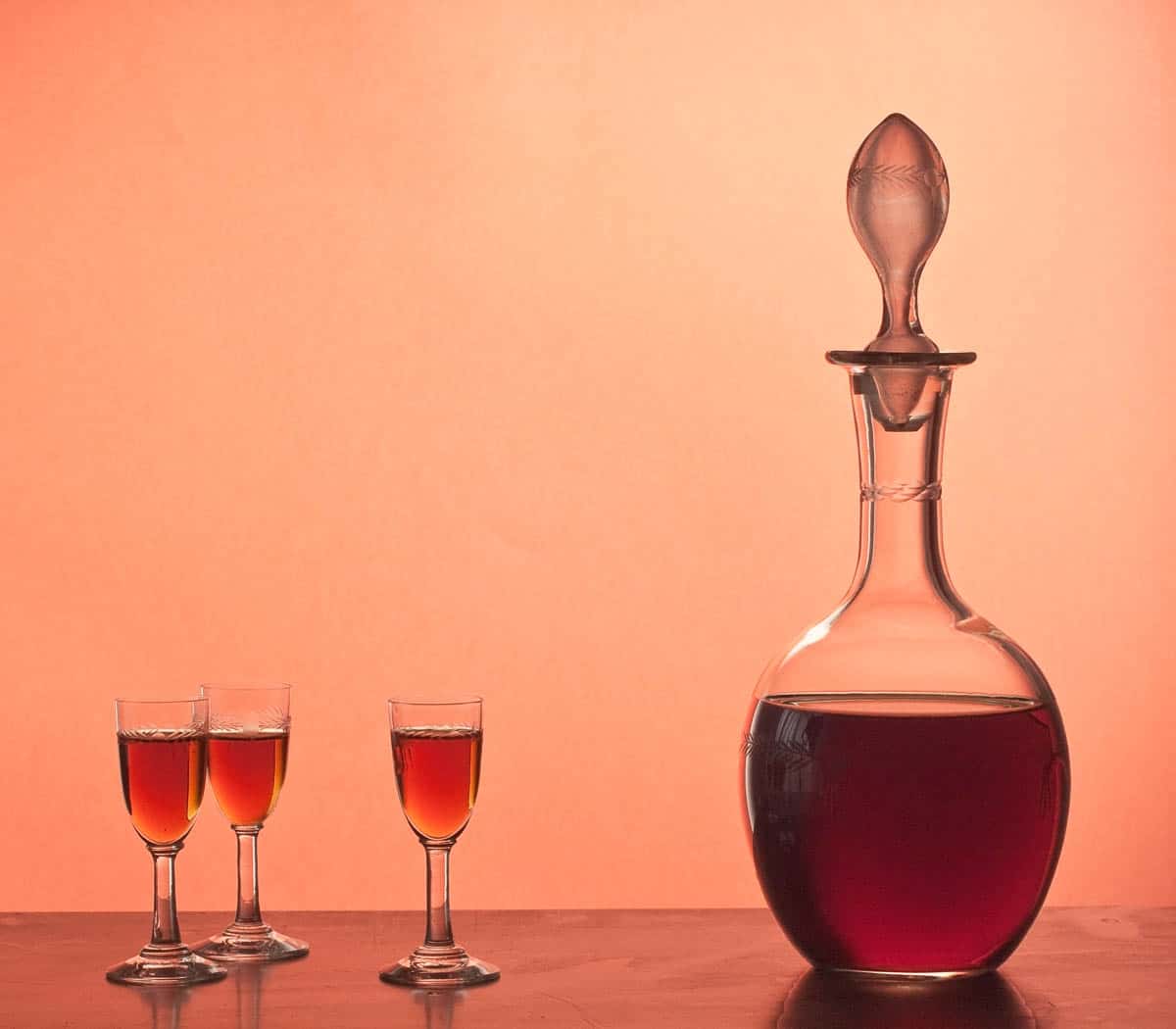 Old glassware with Marsala wine