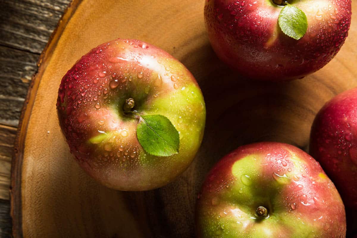 Raw Organic Red Mcintosh Apples Ready for Eating.