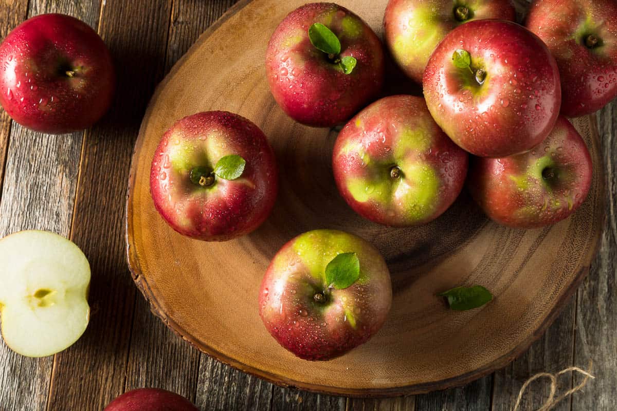 Raw Organic Red Mcintosh Apples Ready for Eating.