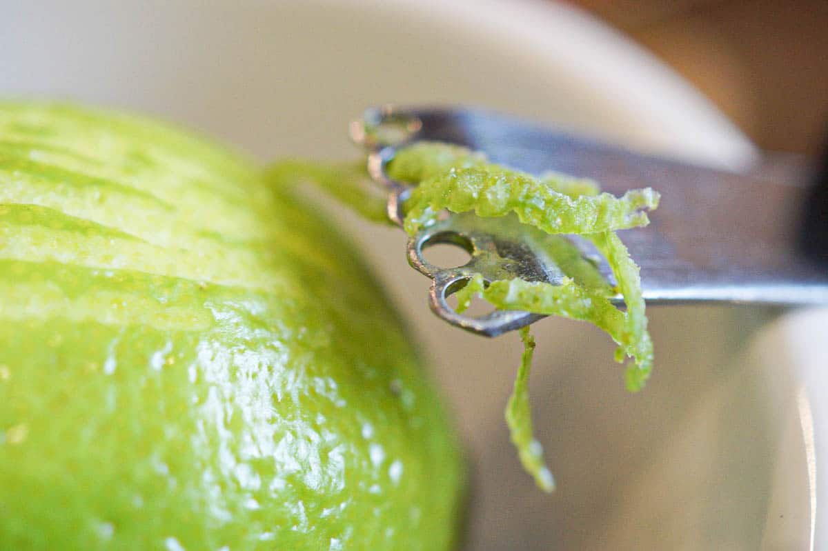 close up of lime zest