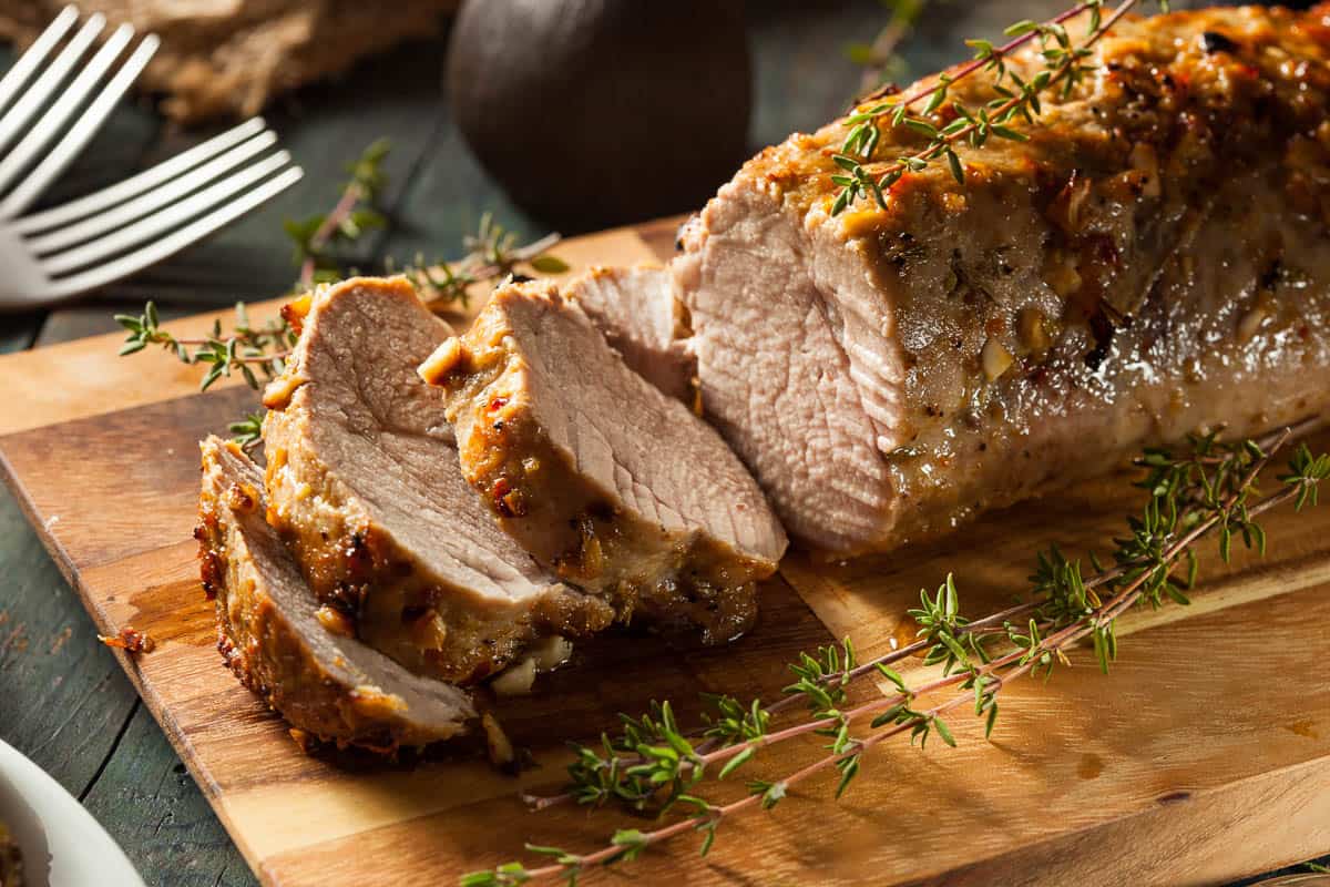 Homemade Hot Pork Tenderloin with Herbs and Spices.