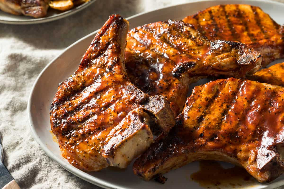 Homemade Barbecue Pork Chops Ready to Eat.