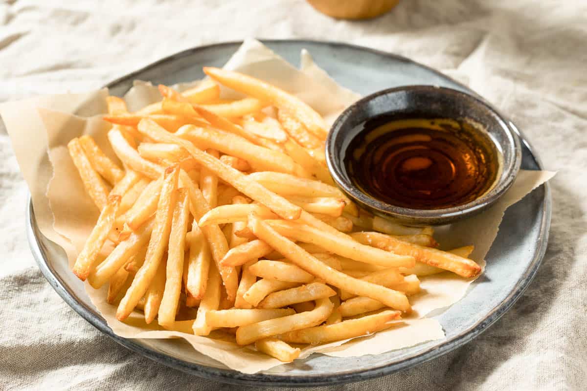 Homemade Malt Vinegar French Fries with Sea Salt.