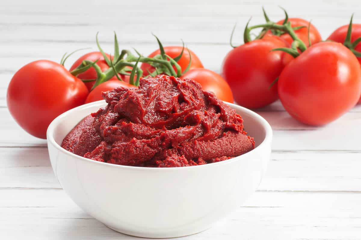 Traditional tomato paste in bowl.